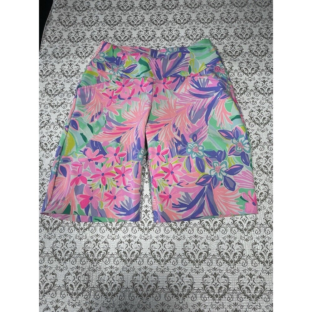 Lilly Pulitzer Luxletic Ocean Trail Shorts Floral Pink Green Size 00